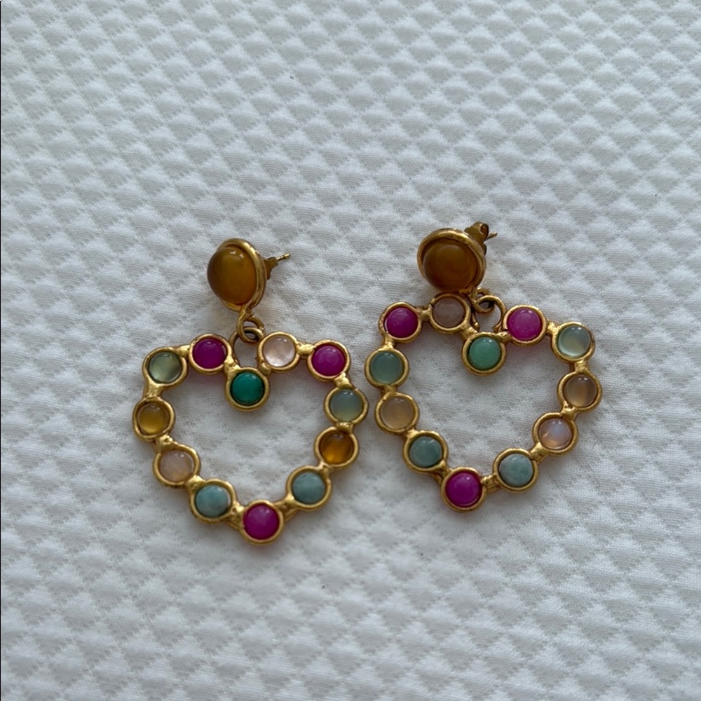 Pink and Gold Heart Earrings with Dainty Design